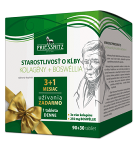 Priessnitz® Staroslivosť o kĺby, Kolagény+Boswéllia 90+30 tabliet