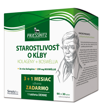 Priessnitz® Staroslivosť o kĺby, Kolagény+Boswéllia 90+30 tabliet